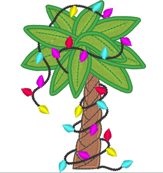 Christmas Lights Palm Tree Applique
