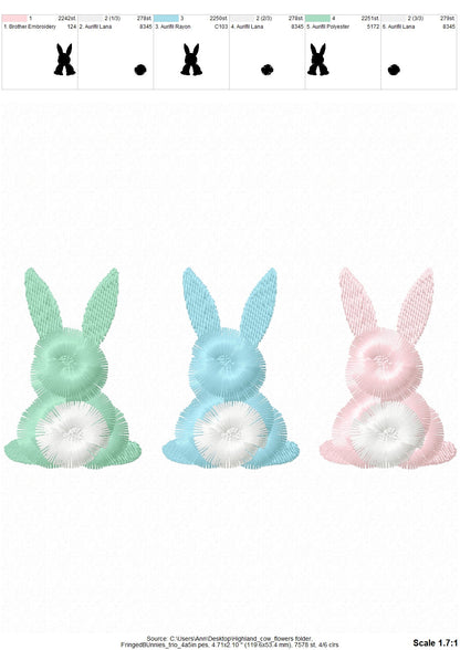 Fringed Bunny Tail 3 in a row