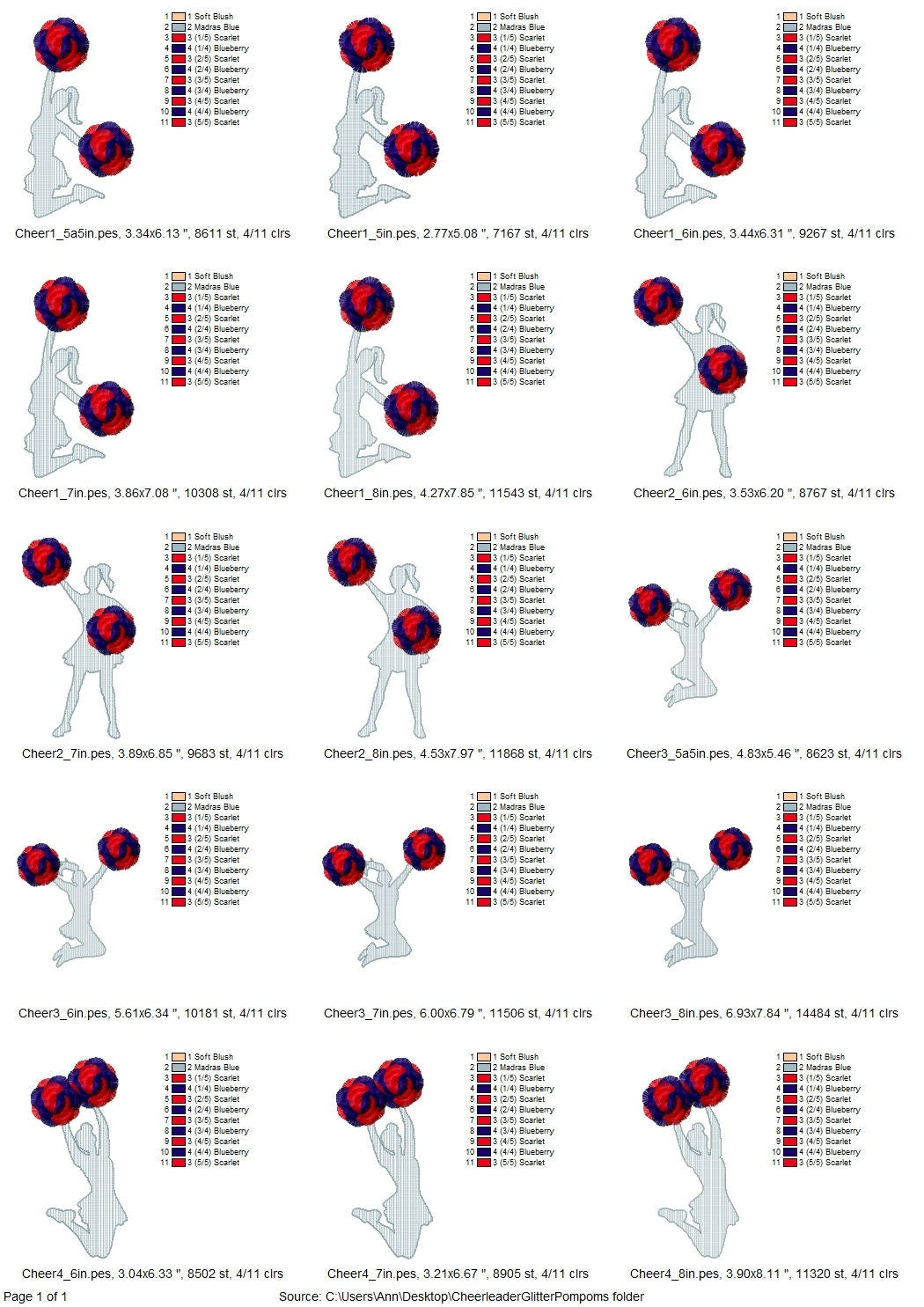 Glitter Cheerleader with Fringed Pom Poms Set