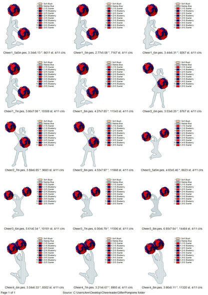 Glitter Cheerleader with Fringed Pom Poms Set