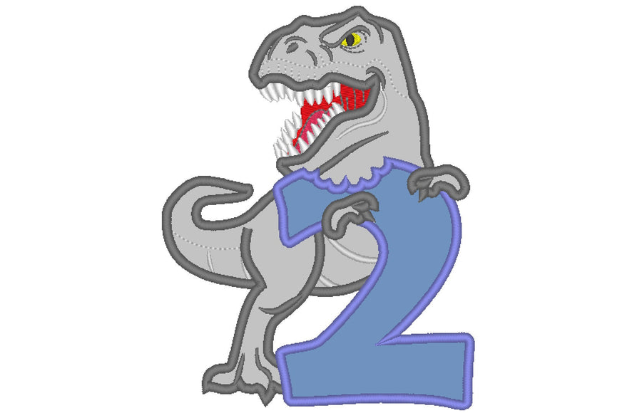 T-Rex Birthday Number Two Applique