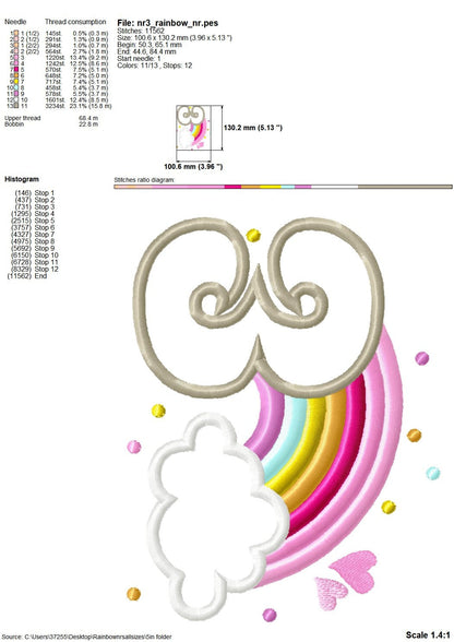 Cute Rainbow Birthday Numbers Applique