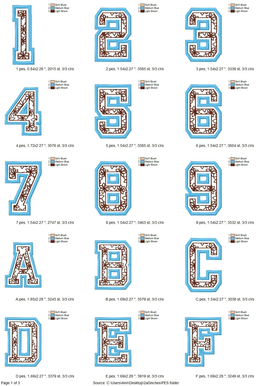 Floral Fill Satin Stitch Outline Varsity Font