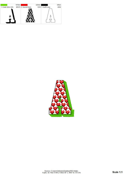 Heart Patterned Shadow Block Font