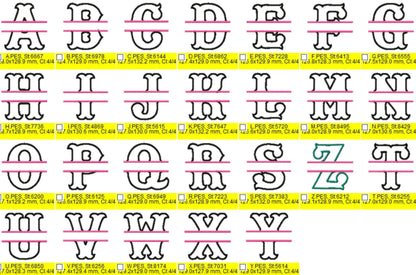 Split Font machine embroidery applique Designs, Monogram Set mini font