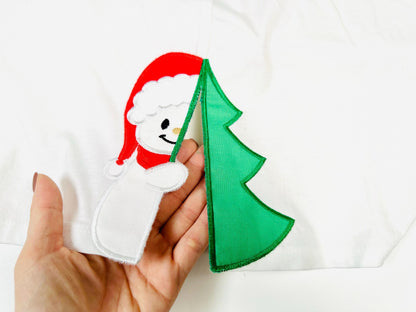 Christmas Peeking Snowman Applique