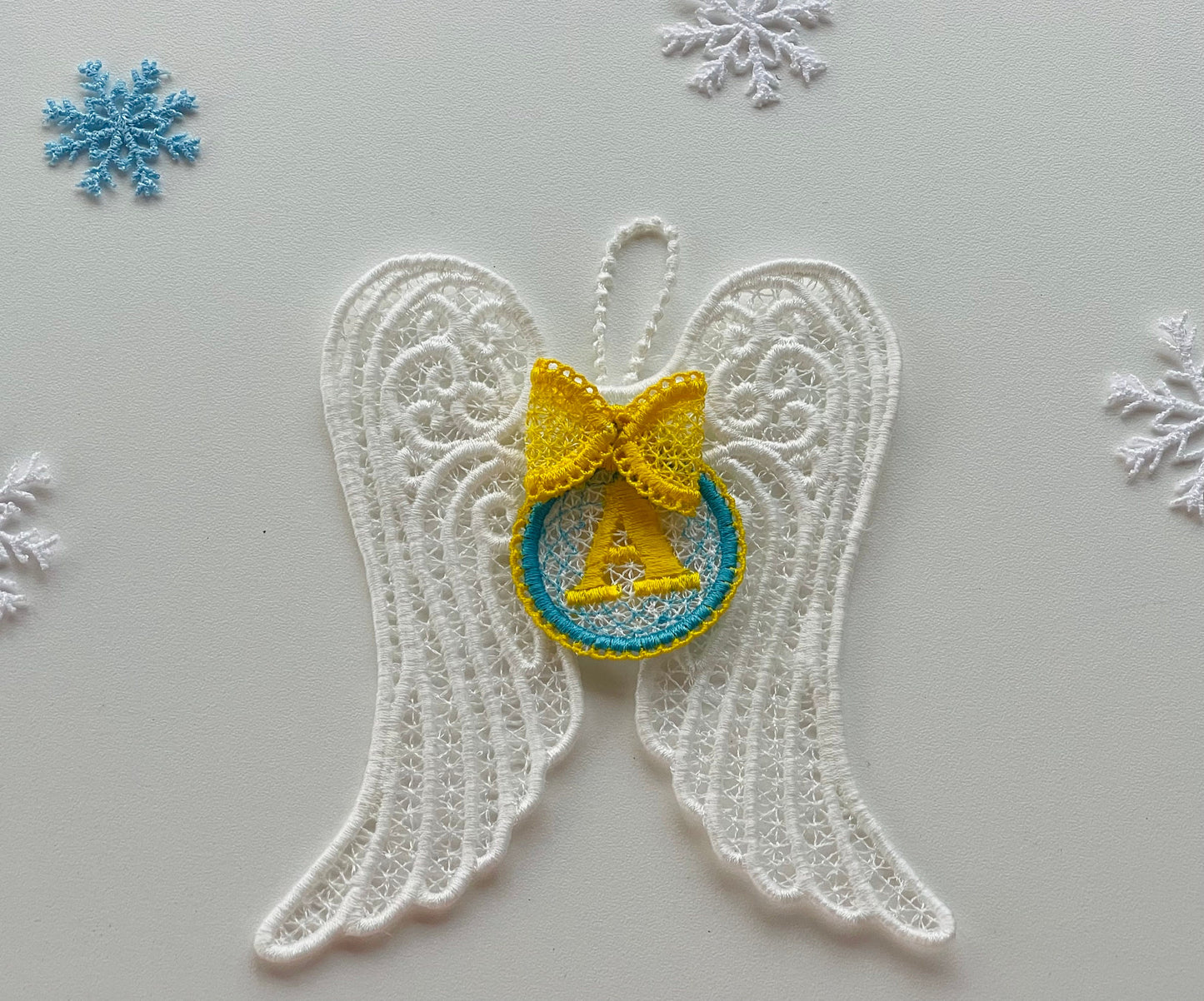 Monogram A-Z Name Angel Wings FSL with Bow Hanger Full Set Freestanding