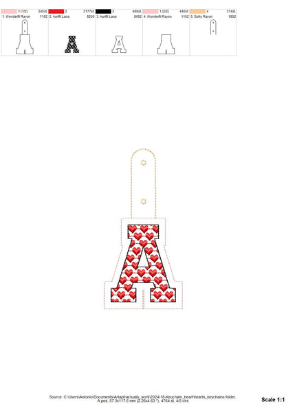 Heart Patterned Monogram Keychain