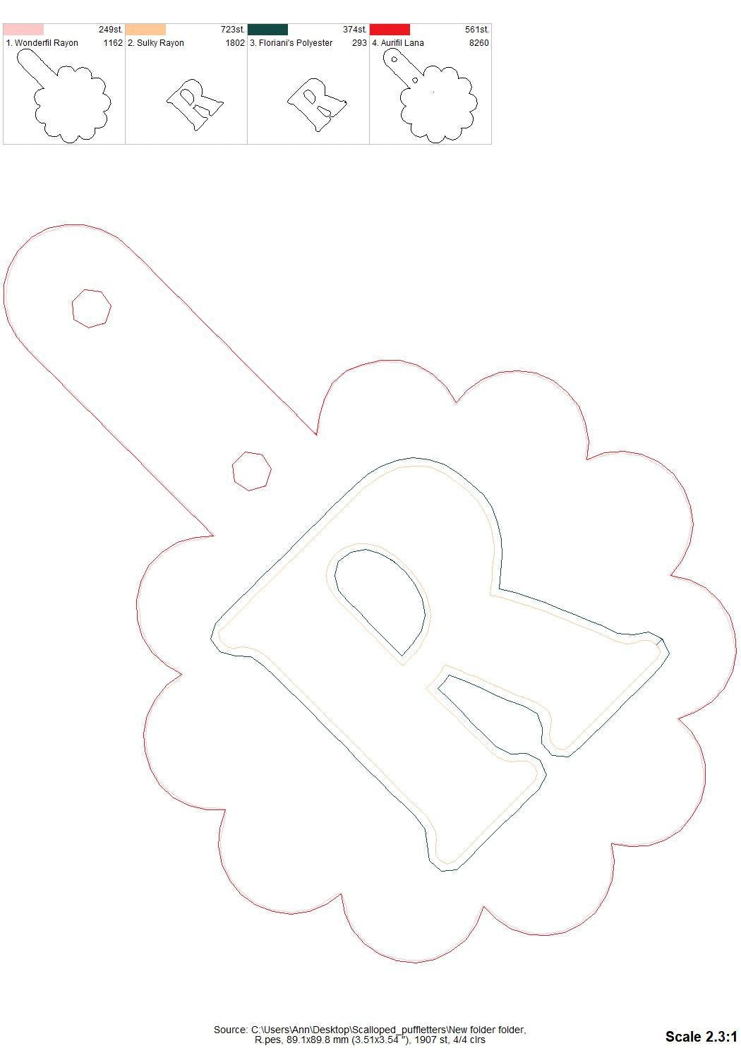 Scalloped Edge Puffy Puff Foam Monogram Keychain