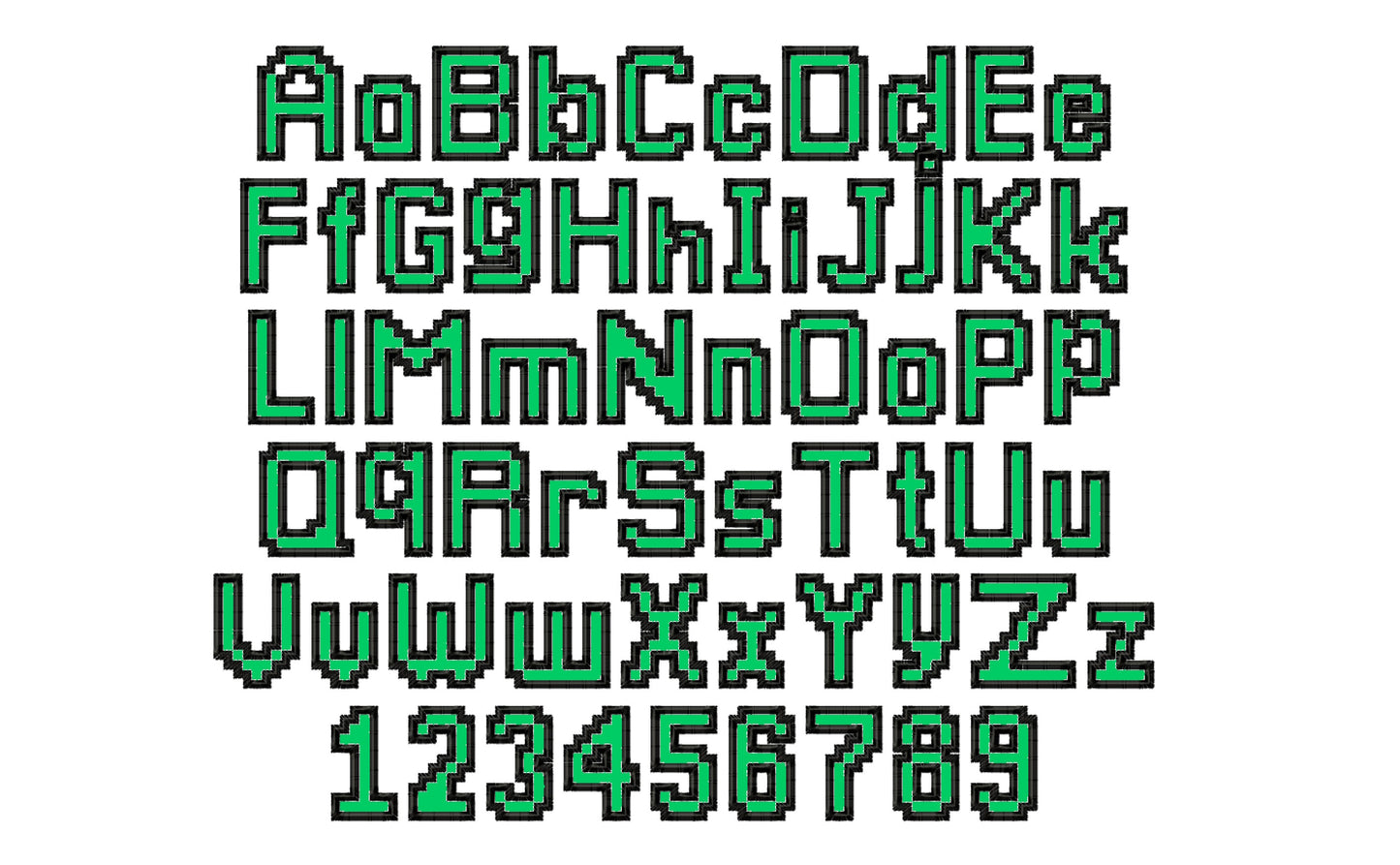 Miner Bricks Pixel Boys Font Applique