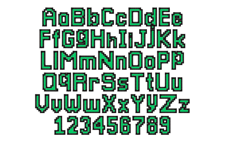 Miner Bricks Pixel Boys Font Applique