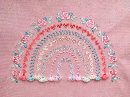 Boho Floral Rainbow with Fringed Tassels