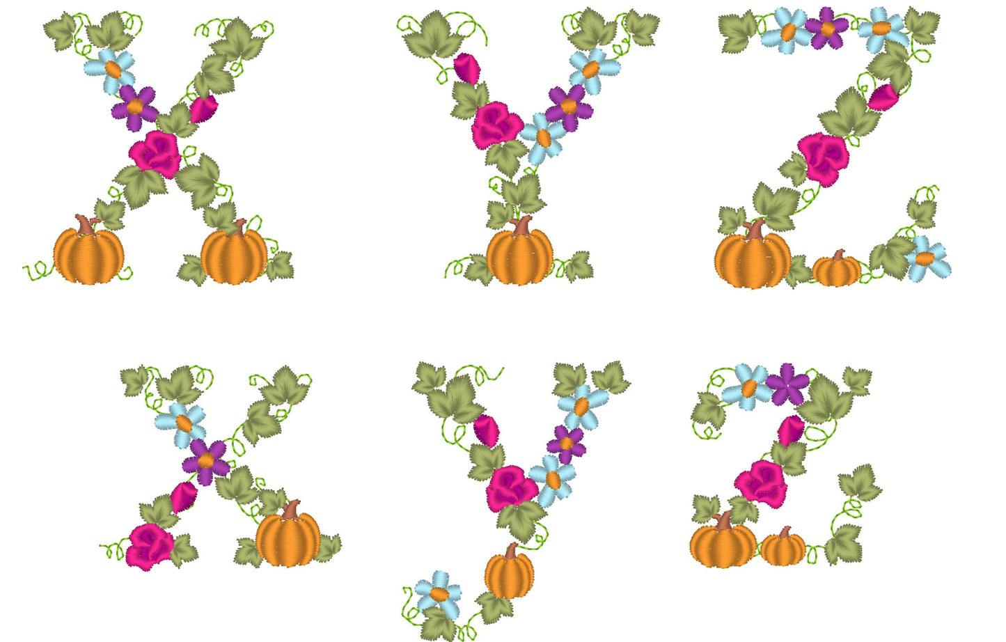 Fall Thanksgiving Pumpkin Floral Font