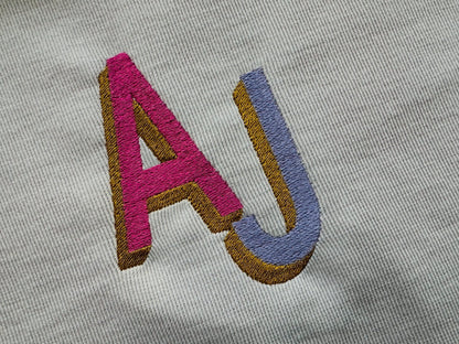 Block Type Narrow Shadow Font Fill Stitch