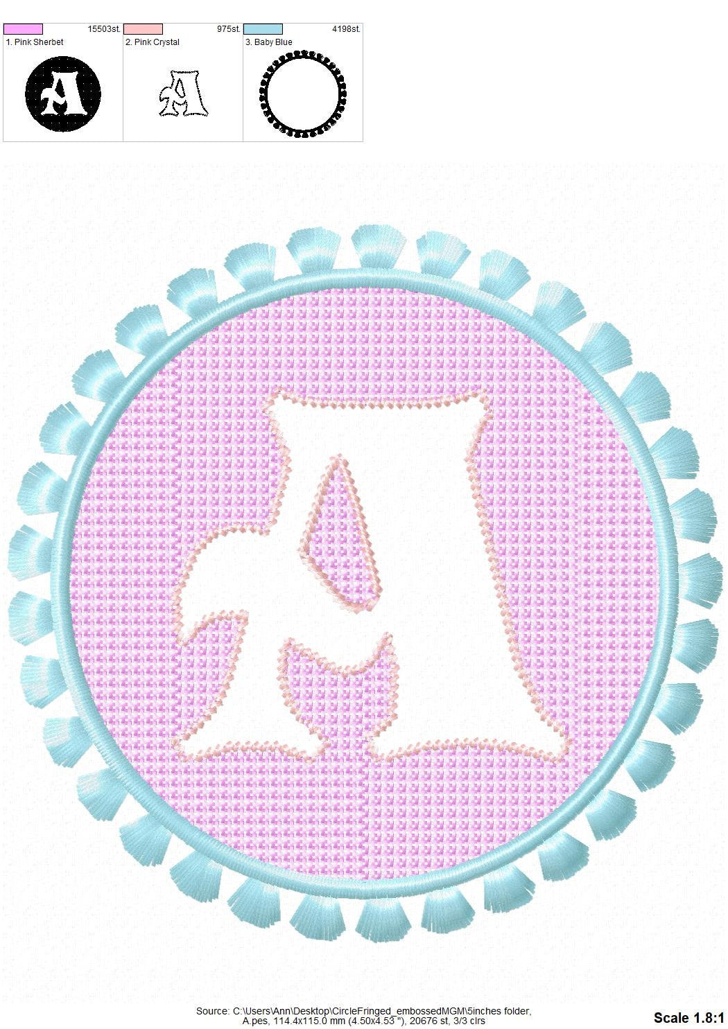 Beautiful Fringed and Embossed Monogram