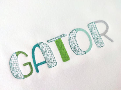 Split Font Crocodile Alligator print and fill stitch Duo font 2 colors