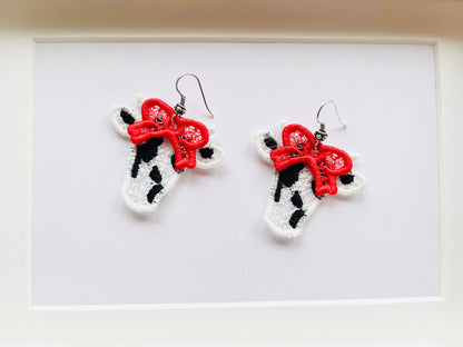 Farm Cow and Bow Earrings Charm FSL