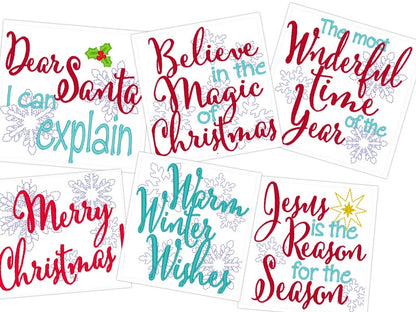 Snowflake and Merry Christmas Saying Set
