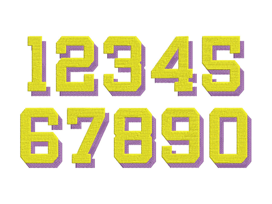 Block Type Shadow Numbers Fill Stitch