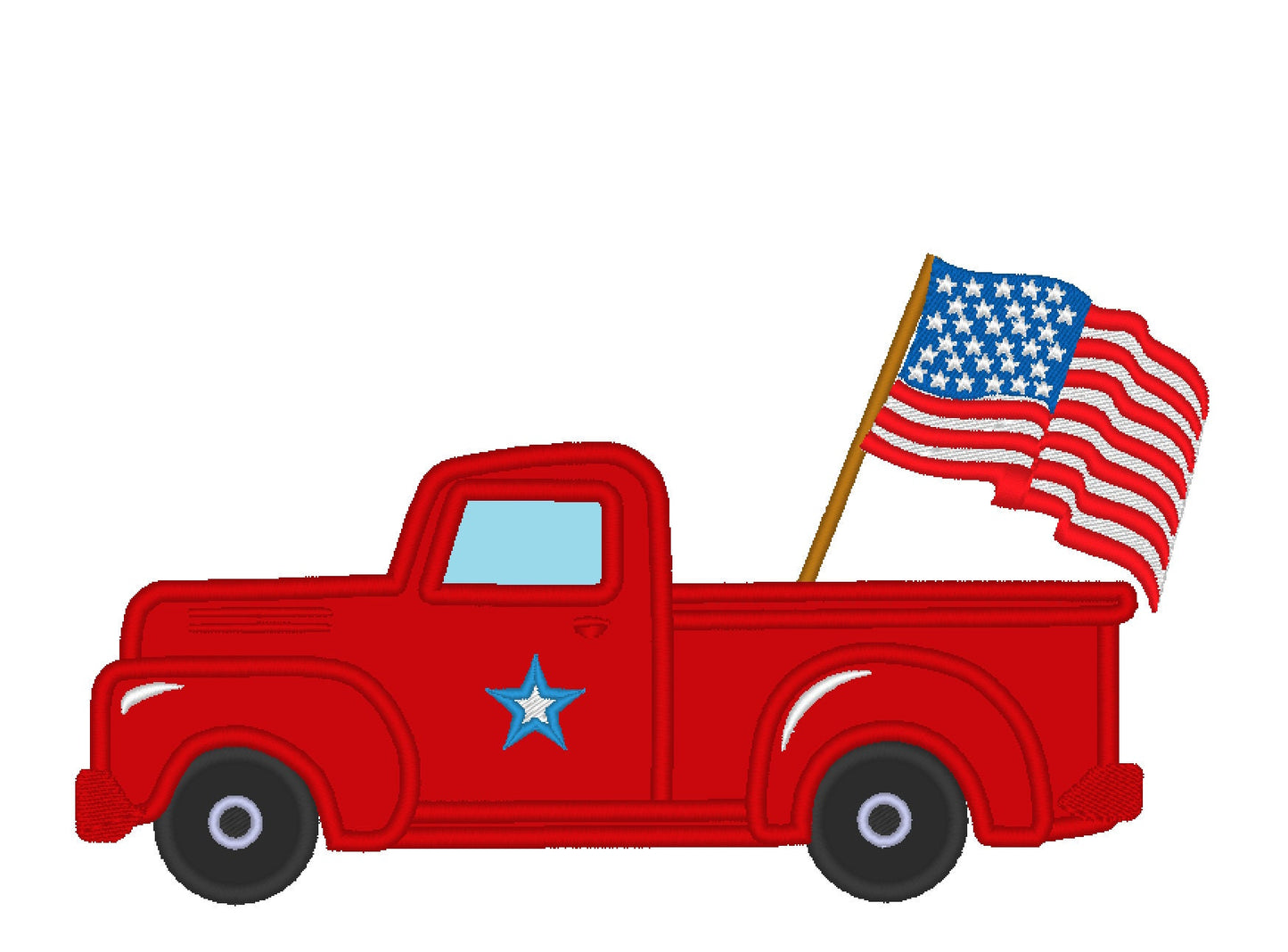 Patriotic 4thh of July Vintage Red Truck