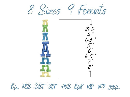 Satin Stitch Stacked Font