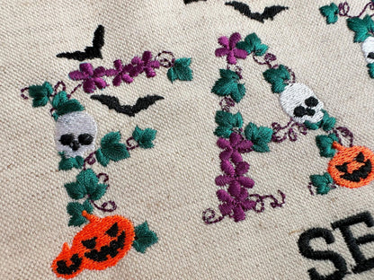 Fall season Halloween Font bat skull jack-o-lantern spooky scary floral