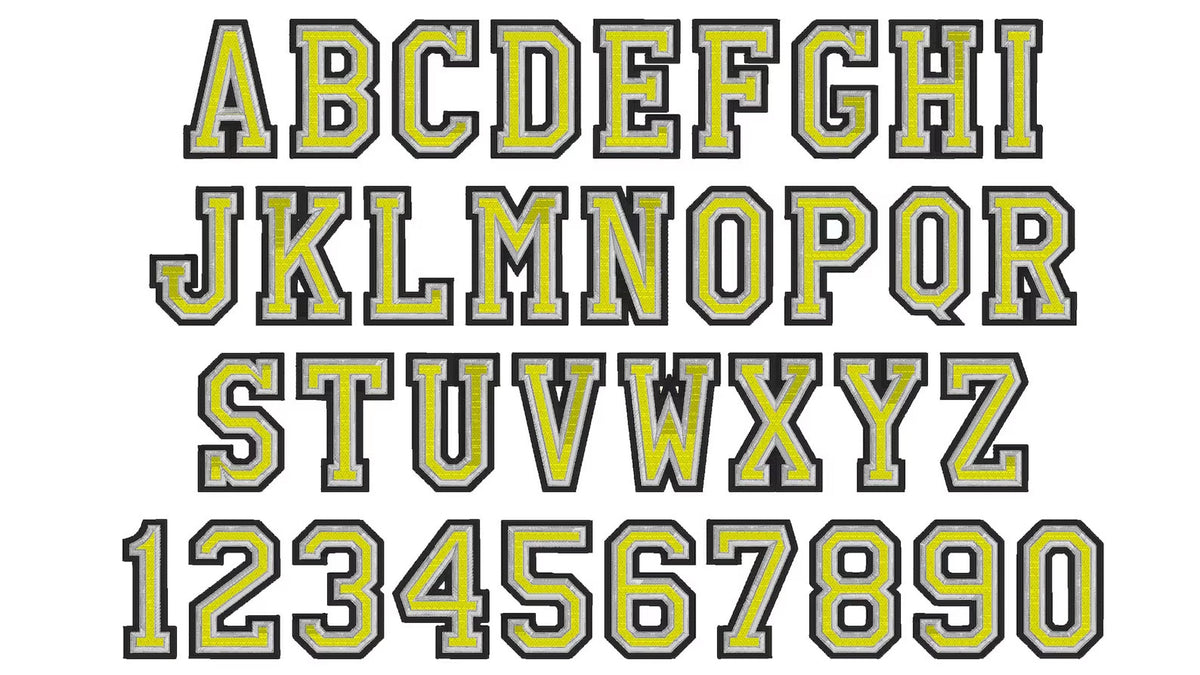 3-Color Fill Stitch Athletic Varsity Block Font – Instant Download | Artapli