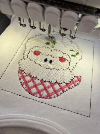 Christmas Santa Claus Outline Floral Beard