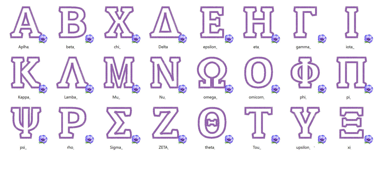 Fraternities Sororities Greek Font Applique
