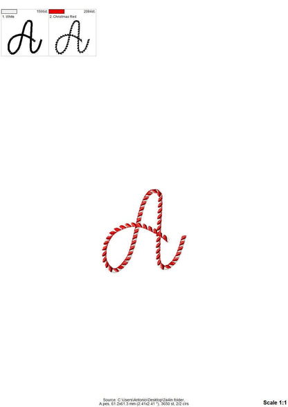 Candy Cane Stitch Striped Font