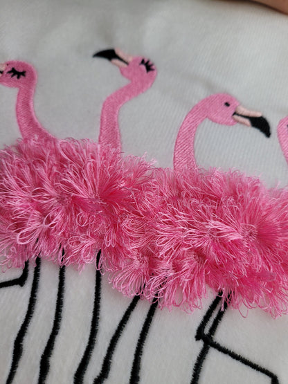 Fringed Fluffy Flamingo Flock of 4