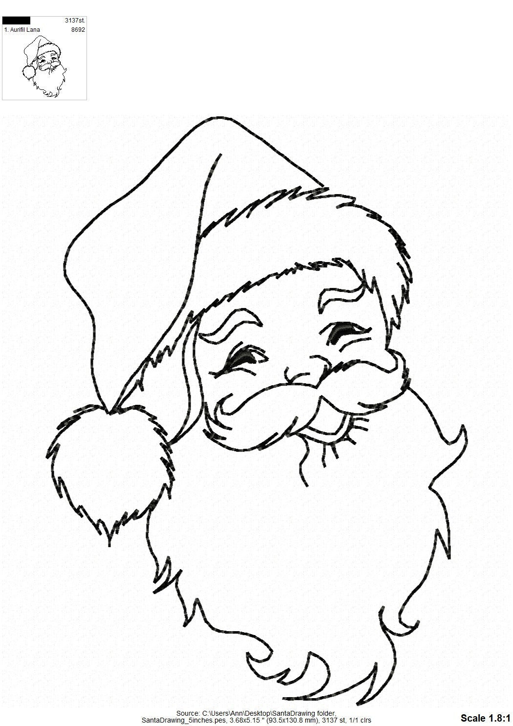 Quick Light Stitch Santa Claus Outline