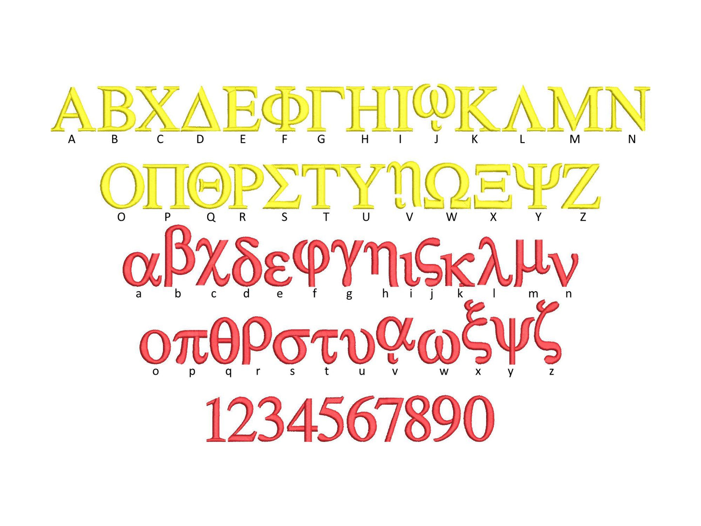 Fraternities Sororities Satin Stitch Greek Font