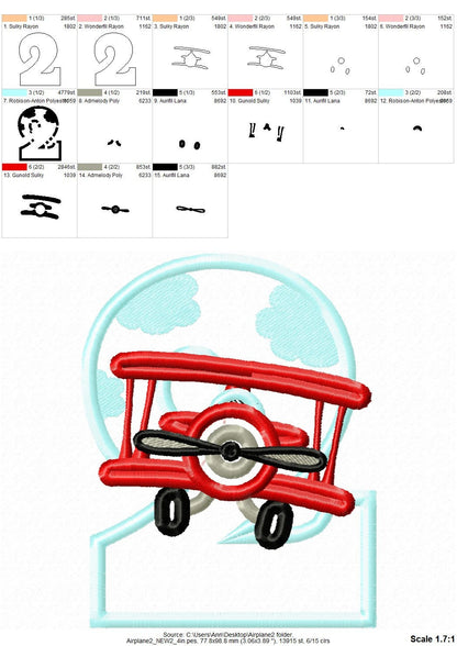 Airplane Cloud Birthday Number 2 Two