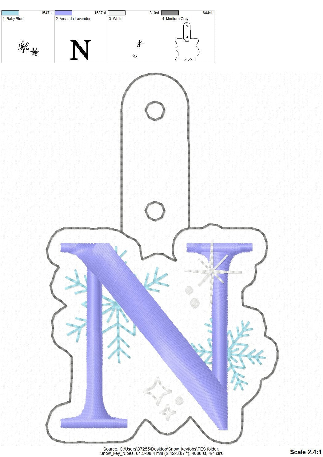 Christmas Snowflake Monogram Keychain