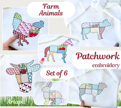 Patchwork Patterned Farm Animals Set