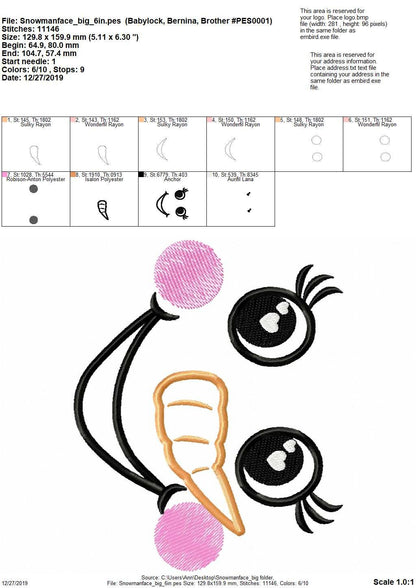 Snowman Doll Face with Carrot Nose