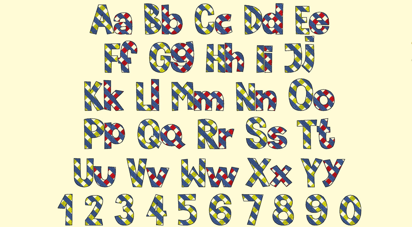 Buffalo Plaid Patterned Light Stitch Block Font