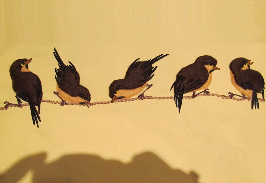 Sparrows set single files machine embroidery applique designs