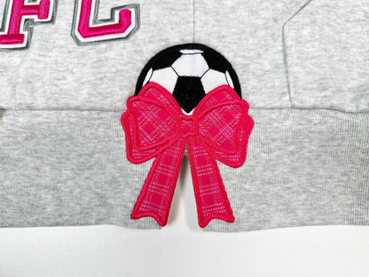Soccer Ball And Gingham Plaid Bow