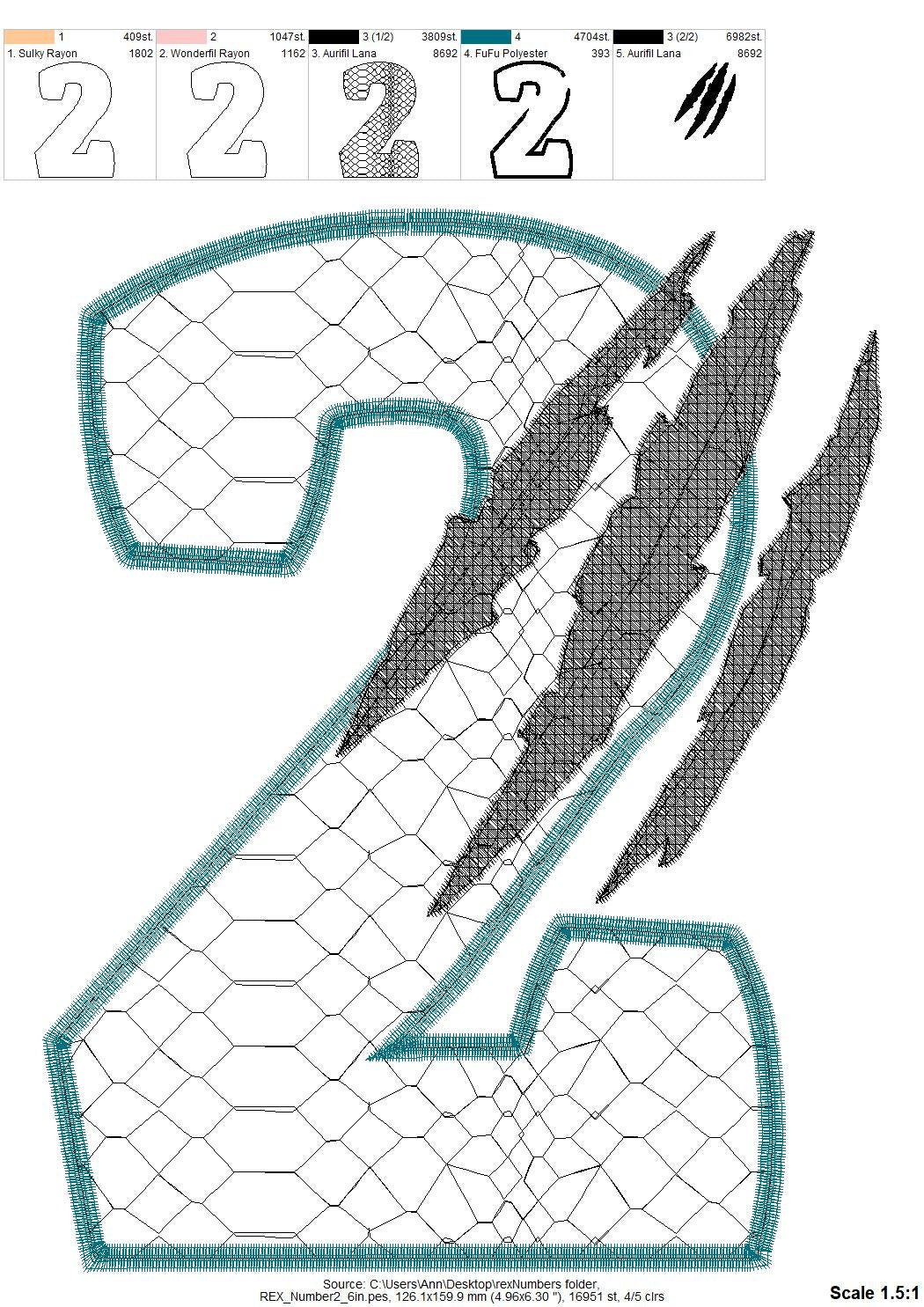 T-Rex Dinosaur Scratched Birthday Numbers