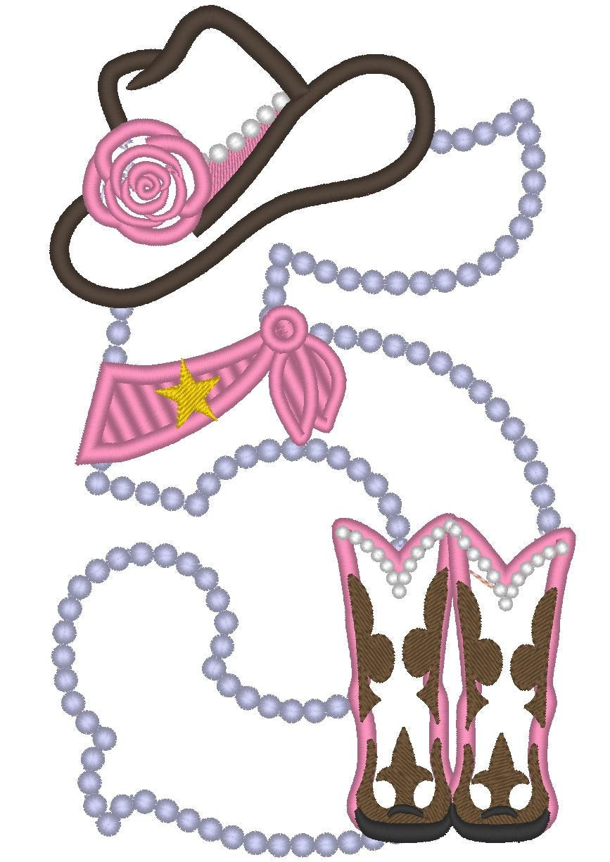Lady Cowboy Birthday numbers whole set of numbers 1-9 Applique machine