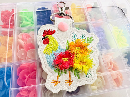 Floral Rooster Keychain
