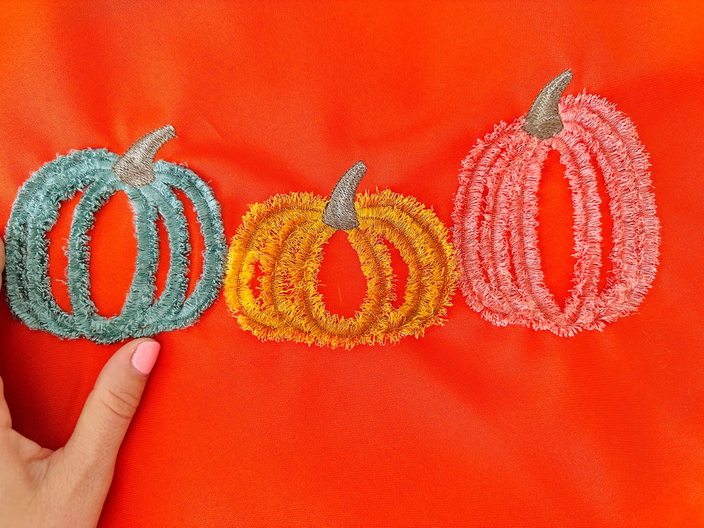 Fringed Fall Pumpkin Embroidery 4" 4.5" 5" 6" 7" | Chenille PES DST JEF | Artapli