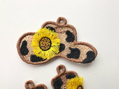 Cowboy Boots and Hat Fringed Sunflower Charm