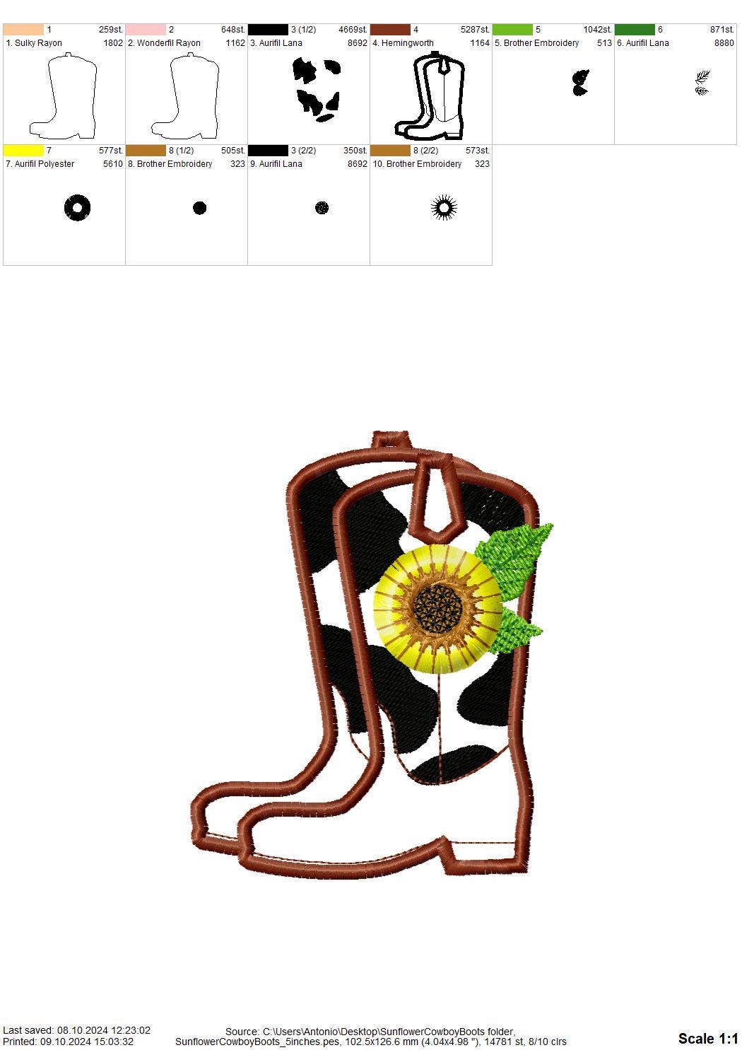 Fringed Sunflower Cowboy Boots and Hat