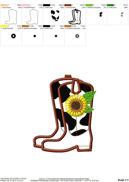 Fringed Sunflower Cowboy Boots and Hat