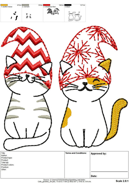 Christmas Gnome Kitty Cat 2 in a row