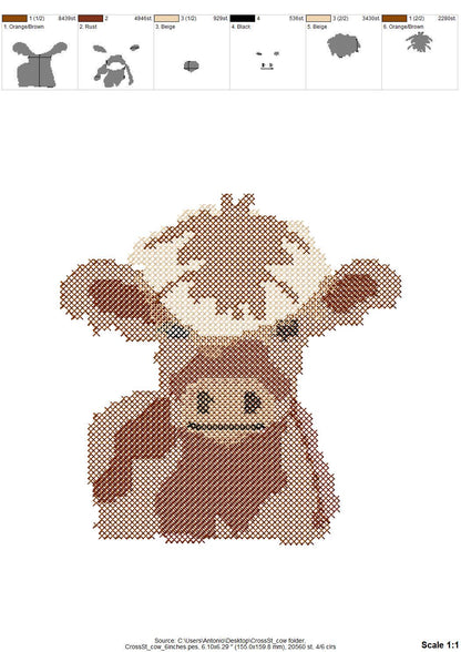 Cross Stitch Little Cow Bull