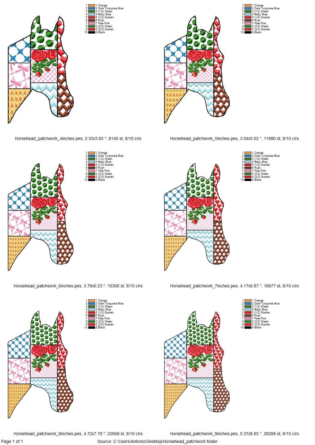 Patchwork Horse face Farm animal patterned Horse head silhouette